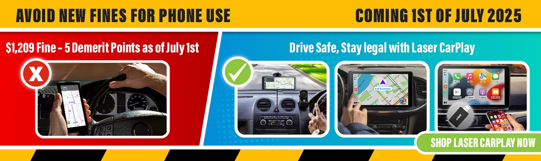 Avoid fines for phone use – Shop Laser Wireless CarPlay solutions before July 1 road rule change