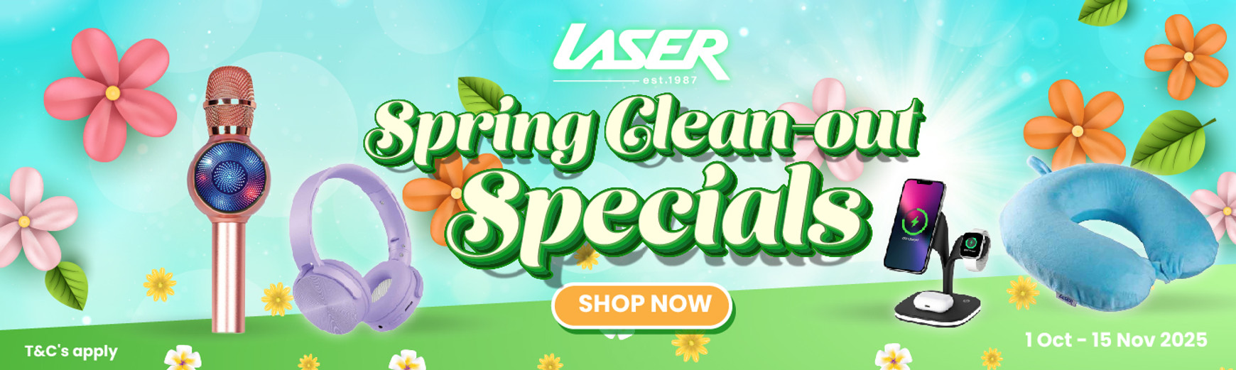 Laser Spring Clean-out Specials Sale – Exclusive deals on headphones, karaoke mics, travel accessories and more – Shop Now (1 Oct – 15 Nov 2025)