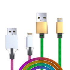 Laser MFi Lightning to USB-A Cable 2 Pack Nylon Braid Rainbow 2M