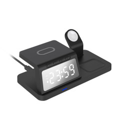 Laser 3-in-1 Wireless Charging Station with Alarm Clock - Front View