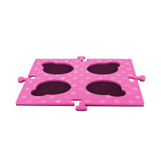 Pink Tech4Pets talking button mat with four recessed positions and connecting edges