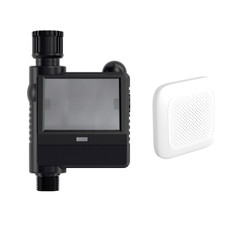 connect smarthome smart solar powered water controller retail packaging front view with gateway on white background
