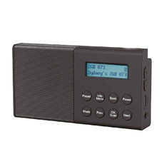 Front view of Laser DAB+ and FM portable radio with LCD display