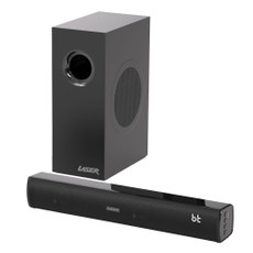 laser 2.1ch tv soundbar with wired subwoofer main product image on white background