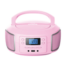 laser pink bluetooth cd mp3 boombox front product view