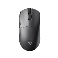 Black gaming mouse viewed from above, showing the scroll wheel and top buttons