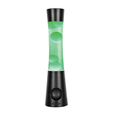 Laser RGB Bluetooth Lava Lamp Speaker front view with illuminated green lava-style display