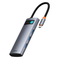 Baseus 7-in-1 USB-C hub with three USB-A ports and attached USB-C cable