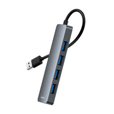 Angled view of the Baseus UltraJoy Lite hub showing four blue USB-A ports