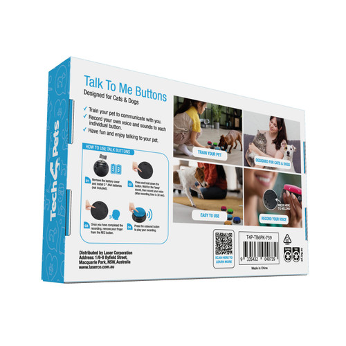 Tech4Pets 6-Pack Talking Buttons for Pets - Record & Play