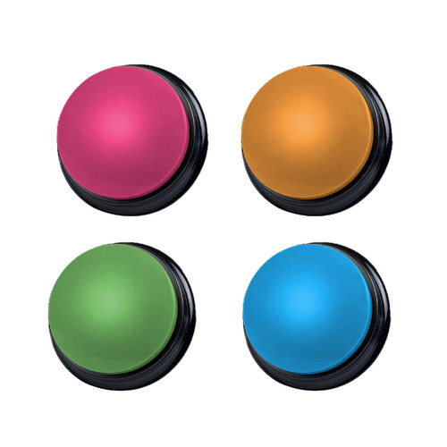 laser tech4pets pet talking buttons 4 pack in pink orange green and light blue