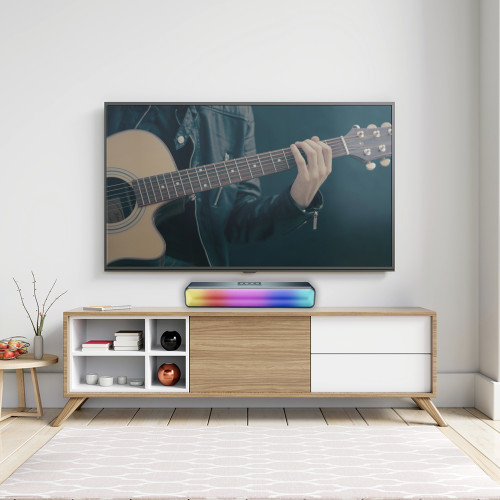 Laser Bluetooth Stereo Soundbar with Optical Input, LCD Display, and