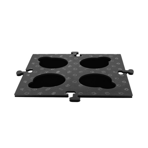 Black Tech4Pets talking button mat with four recessed positions and connecting edges