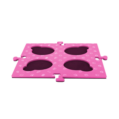 Pink Tech4Pets talking button mat with four recessed positions and connecting edges