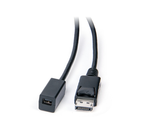 Black 2m cable with DisplayPort male plug and Mini DisplayPort female socket