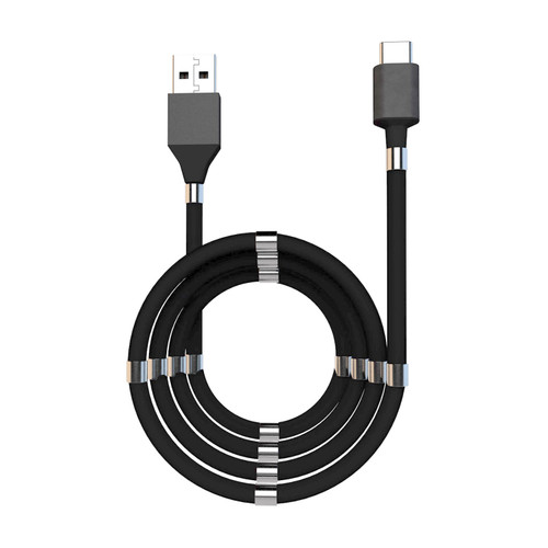 Laser Magnetic Easy Coil Type-C to USB Cable 1M Black