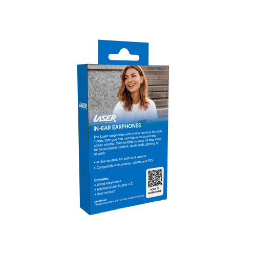 USB-C In-Ear White Earphones with Inline Controls by Laser