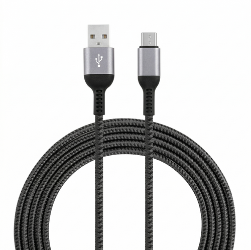 laser usb a to usb c braided cable connectors close up black cable