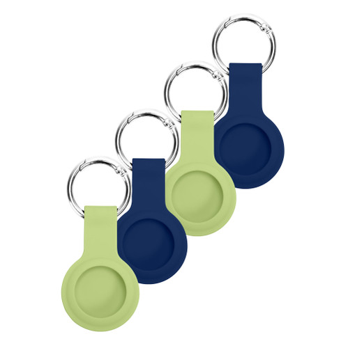 Set of 4 AirTag silicone key rings in blue and green