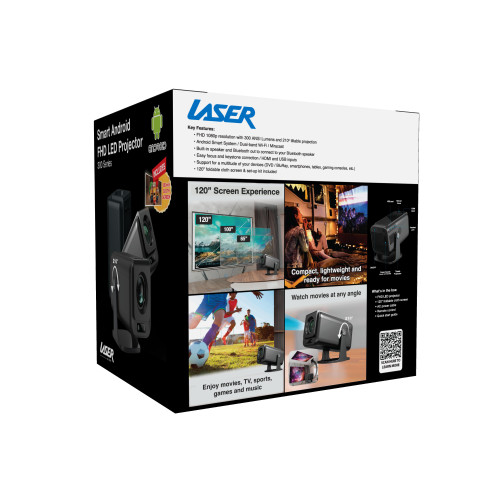 Smart Android 1080p Projector with Multi Angle Viewing – Laser