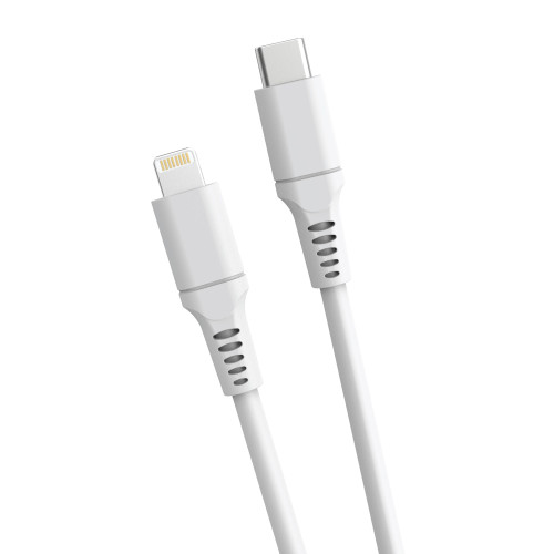 Laser USB C to Lightning Cable 1M White Close-Up View