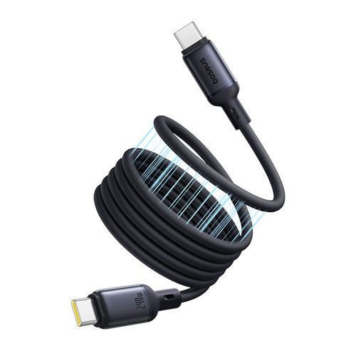 Baseus PicoGo magnetic USB-C to USB-C cable coiled neatly showing self-winding design