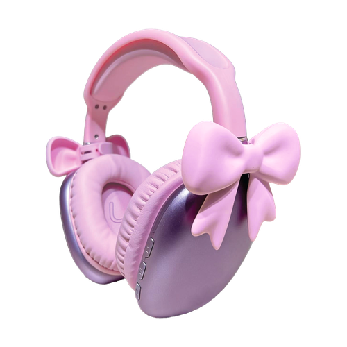 laser kids bow wireless headphones pink angled product view