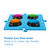 Angled view of a flexible blue Tech4Pets mat with four talking buttons fitted
