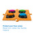 Angled view of a flexible orange Tech4Pets mat with four talking buttons fitted