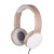 Laser Foldable Headphones with 3.5mm Cable On-Ear Padded Design Gold White