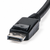 Close-up of the DisplayPort plug showing its metal connector and release button