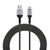 laser usb a to usb c braided cable connectors close up black cable