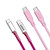 Close-up view of Laser USB-C to USB-C Charging Cables in Rainbow Pink