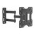 Laser full motion TV wall mount showing tilt and swivel range for flexible viewing angles
