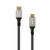 laser 4k displayport to hdmi cable braided black straight view on white background showing displayport source and hdmi display connectors
