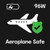 Aeroplane safe 96Wh travel friendly power bank graphic with airplane icon and tick