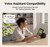Voice assistant compatibility graphic showing works with Google and Alexa for Baseus Security S2 camera