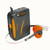 Laser portable cassette player shown with the included orange wired headphones.