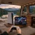 Precision portable monitor connected to a gaming console in a campervan