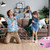 laser pink bluetooth cd mp3 boombox in a living room