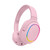 laser pink wireless foldable RGB Bluetooth headphones front product image on white background