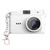 Laser white kids mini digital camera front view with keychain clip