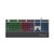 Top view of the black full size gaming keyboard with rainbow backlighting
