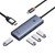 Baseus Flite hub illustrated with an HDMI cable and four USB flash drives