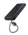 Angled view of the black Baseus EnerFill FC41 power bank showing its USB-C and USB-A ports, battery display and built-in cables.