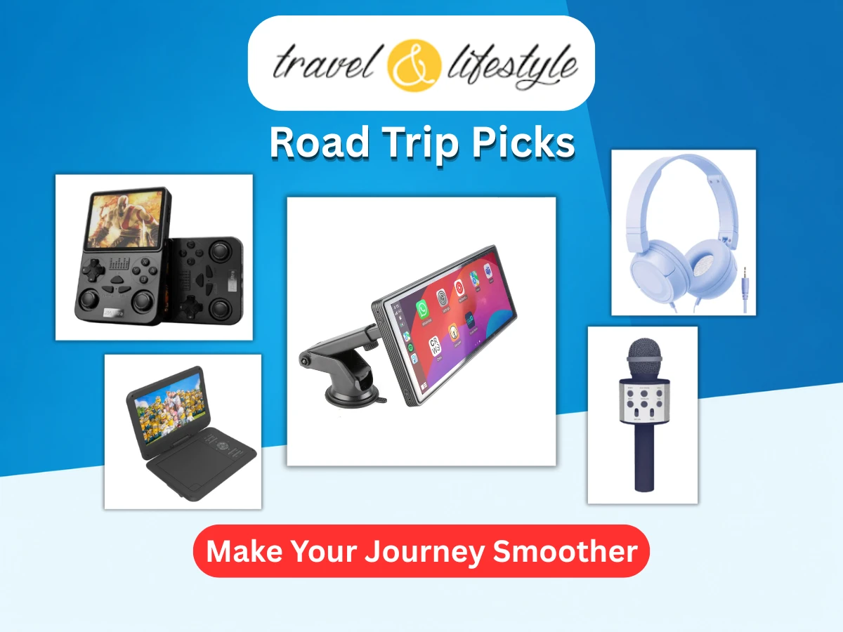 Travel & Lifestyle: Travel & Lifestyle feature on the LASER 10" portable CarPlay and Android Auto screen for family road trips on the Great Ocean Road