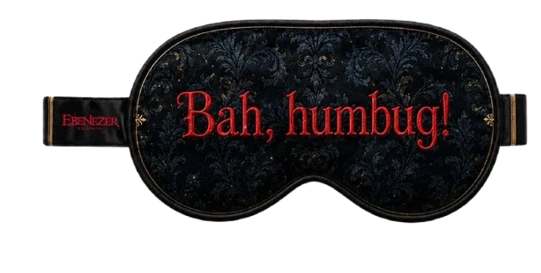 Ebenezer eye mask with Bah, humbug! lettering