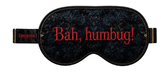 Ebenezer eye mask with Bah, humbug! lettering