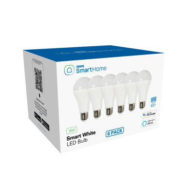 Laser Smart E27 White LED Light Bulbs - Wi-Fi 6-Pack
