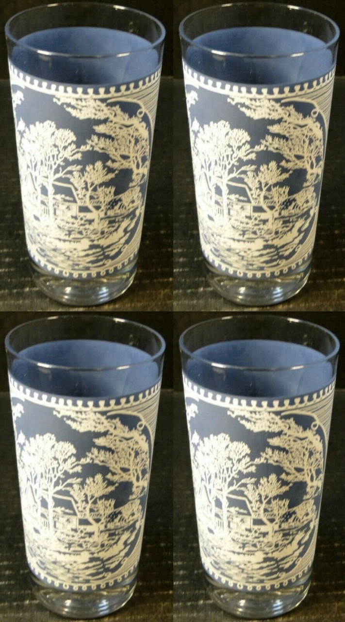 Royal China Currier Ives Glasses 12 Oz 5 5/8 Tall Water Tumbler